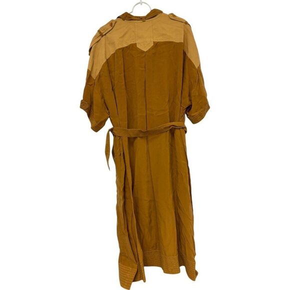 Zara SRPLS Womens Shirt Dress Size L Brown Belted Midi Short Sleeve 3173/431 NWT - Picture 4 of 13